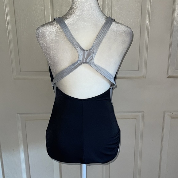 Lands’ End Black And Gray Racerback Swimsuit - Picture 2 of 5
